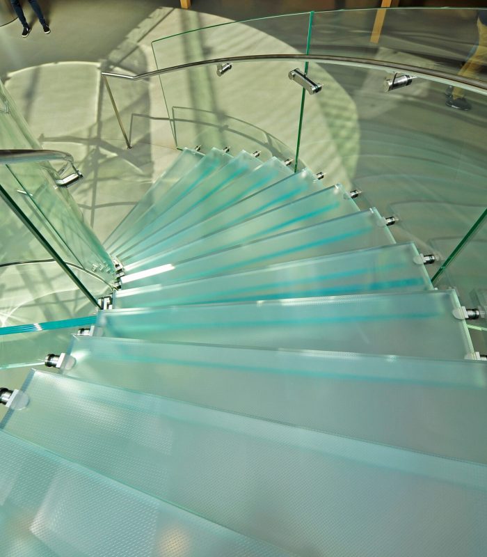 Modern glass stair outline walking man in Shanghai, China